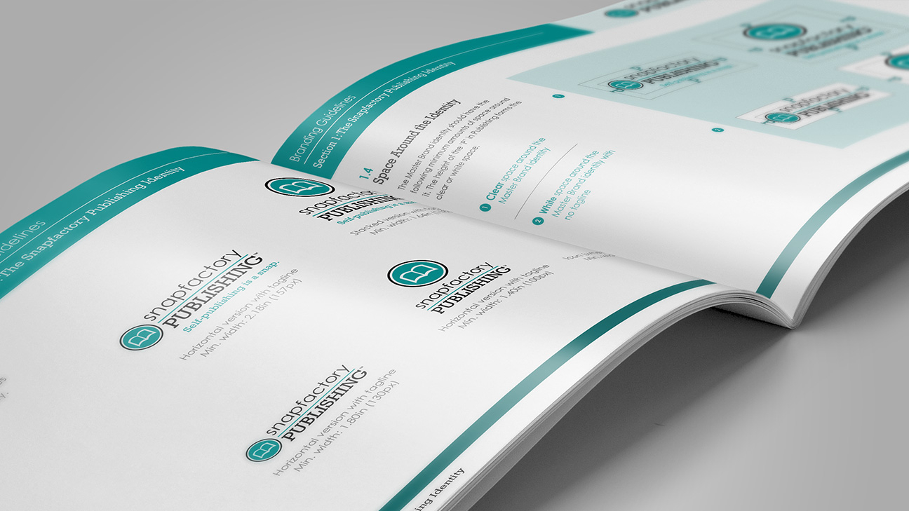 Portfolio of Michael Ham - Identity - Snapfactory Publishing - Brand Guide Inside Close-up